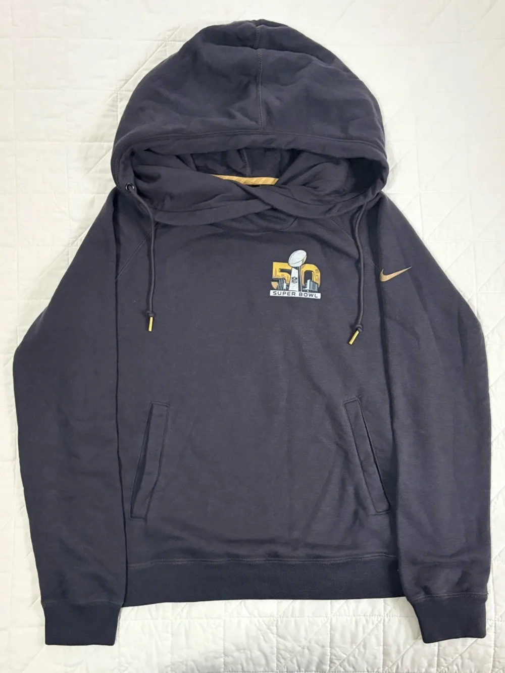 Nike NFL Super Bowl 50 Limited Edition Gold Accent Hoodie - Women's M - Picture 1 of 6